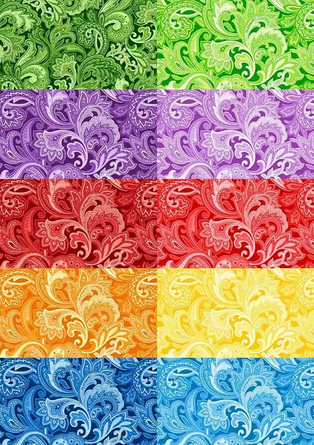 4"x 4" 200 PCS 100% Cotton Floral Fabric Squares Bundles Quilting Supplies for Sewing DIY & Quilt Beginners— Paisley