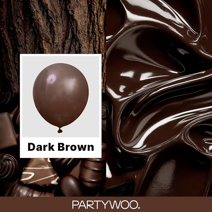 PartyWoo Dark Brown Balloons 155pcs Boho Coffee Neutral Color | 18 12 10 5 Inch - Image 2