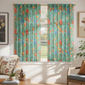 54 Inch Boho Floral Curtains Tropical Bird Print Linen Semi Sheer Window Drapes by JOOJA