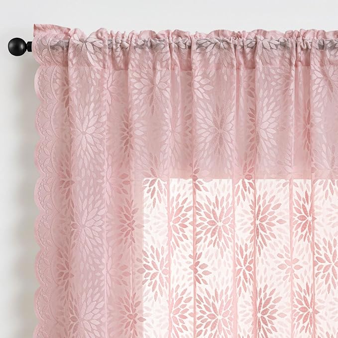 MIULEE Vintage Lace Curtains 90 Inches Long 2 Panels, Victorian Floral - Image 6