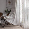 Boho Curtains for Bedroom Embroidery Striped Farmhouse Curtains 63 Inch Length by BCLBUSTE