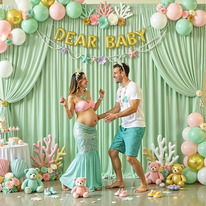 4 Panels Sage Green Backdrop Curtains - Image 4