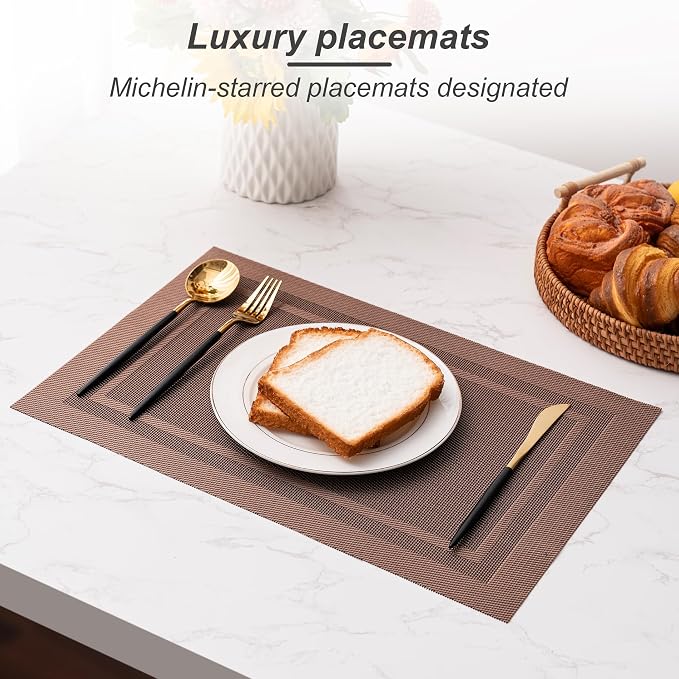 Placemats Set of 4 Washable Indoor | Outdoor Vinyl Place Mats - Image 6