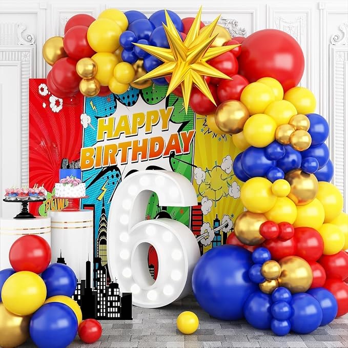 Red Yellow Blue Balloons Garland Kit, Carnival Circus Balloon Arch by GRESATEK