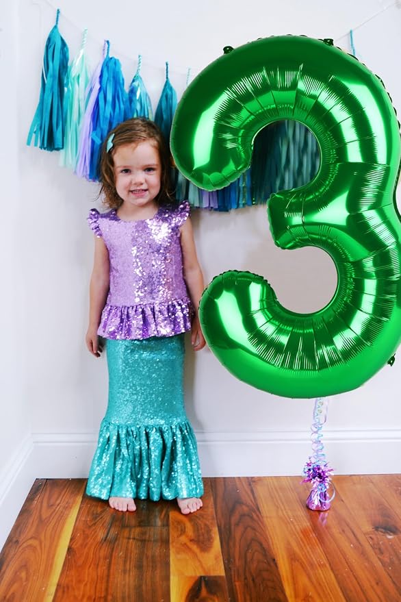 5 Balloon Numbers Birthday Decorations, 40In Green Balloons - Image 4