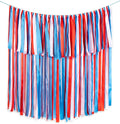 Handmade Red White Blue Ribbon Garland Banner, Pre-Strung Hanging Tassel by Pantipinky