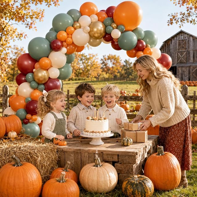 Fall Balloons, 12 Inch Burnt Orange Burgundy Sage Green Gold Balloon | - Image 3
