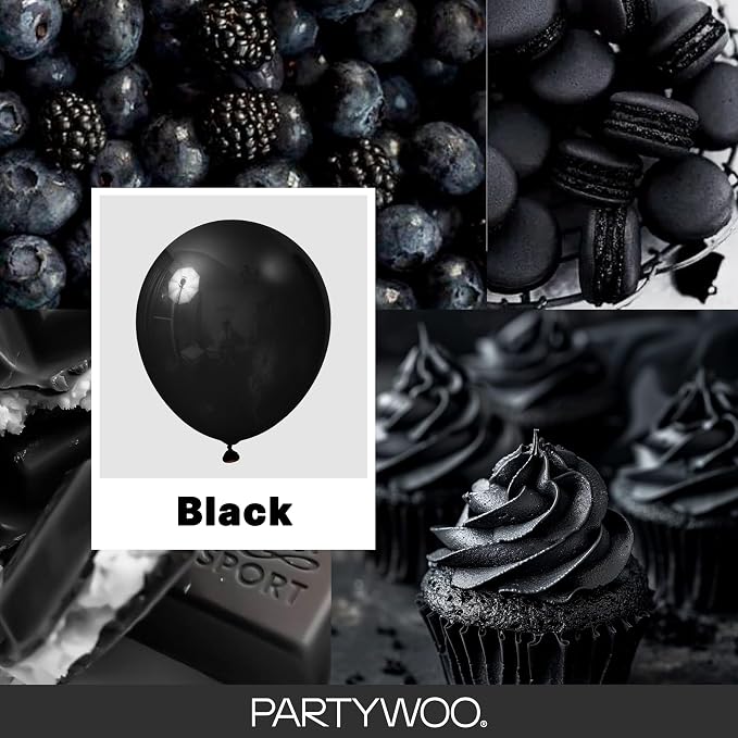 PartyWoo Black Balloons 50pcs Matte Latex Helium Balloons 12 Inch | Baby Shower - Image 2