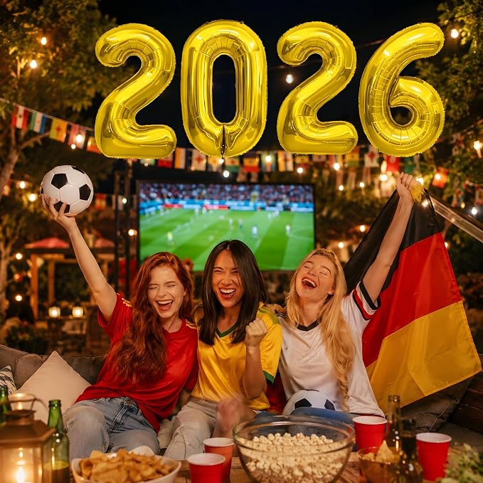 Soccer Party Decorations for World Game Cup 2026-2026 Numbers Gold Balloon 40 - Image 5