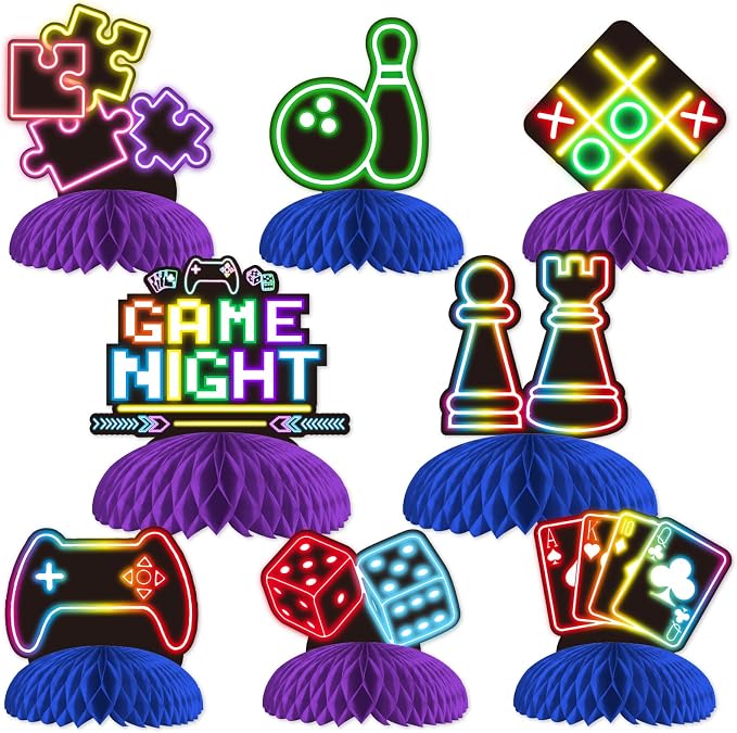 Game Night Party Decorations Adults 8Pcs Neon Game Night Centerpieces Gaming On by Wonmelody