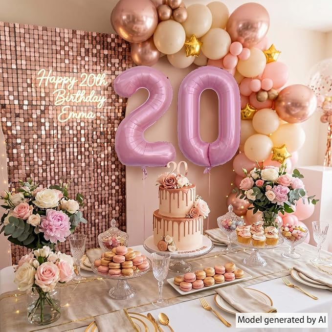 Pearlescent Pink Number 20 Balloon 40 Inch, Shiny Foil - Image 3