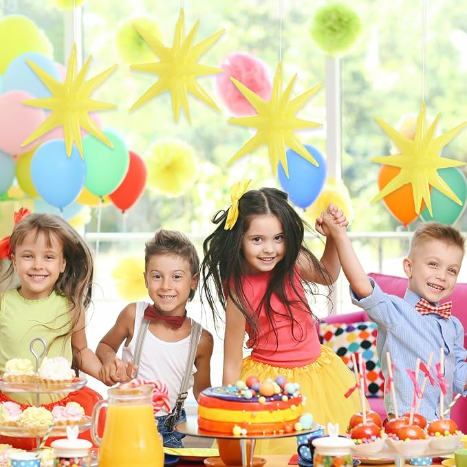 TONIFUL 4 Pcs Explosion Star Balloons Pastel Yellow Foil Party Balloon | Large - Image 5