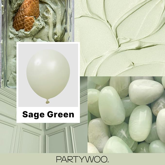 PartyWoo Sage Green Balloons 152pcs Dusty Boho Green Color 18 12 10 5 Inch | 18 - Image 2