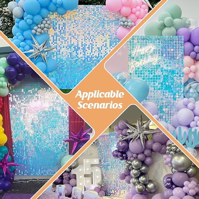 4x6 FT Iridescent Blue Shimmer Wall Backdrop, Glitter Bling Photo Backdrop - Image 4