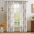 jinchan Black Floral Linen Curtains 84 Inch Farmhouse Back Tab 2 Panels | Light by JINCHAN