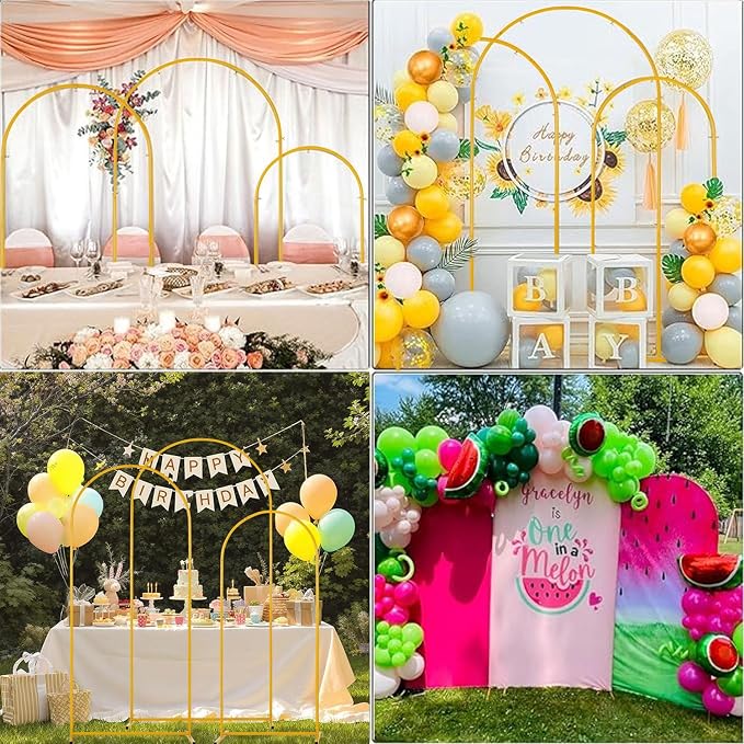 Vincidern 3pcs Metal Wedding Arch Backdrop Stand, Party Arch Stand, Balloon - Image 6