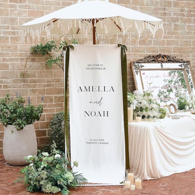 Personalized Fabric Wedding Welcome Sign, Linen Wedding Welcome Sign Cotton - Image 2