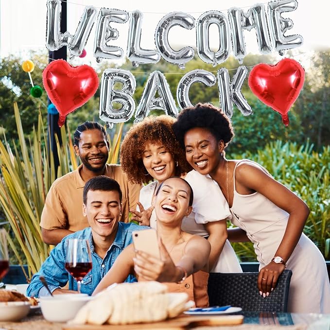 TONIFUL 16 Inch Silver WELCOME BACK Foil Letter Balloons Banner Decoration | - Image 3