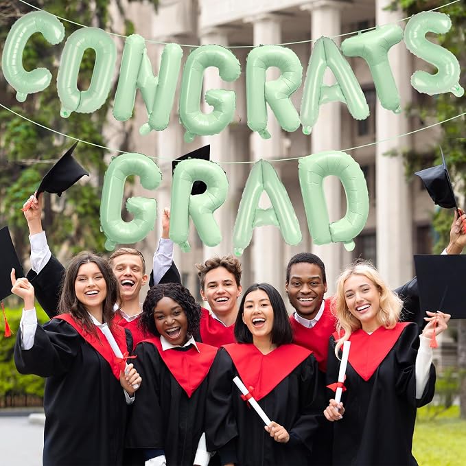 16 Inch Olive Green Congrats Grad Banner Balloons, Olive Green Congrats Grad - Image 3