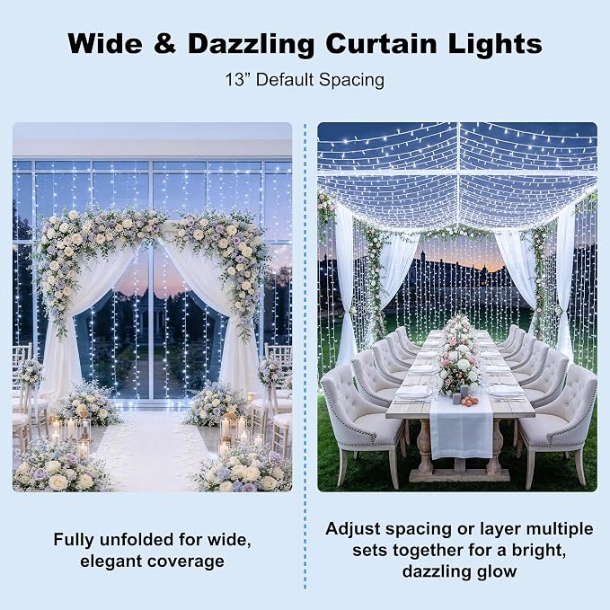 JMEXSUSS 900LED Curtain Lights, 9.5x29.5ft | Plug in, - Image 5