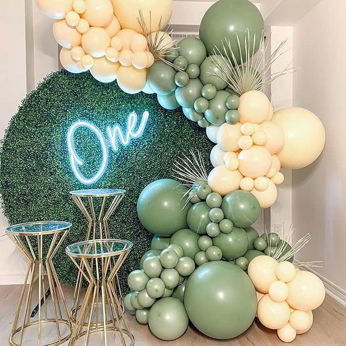 PartyWoo Sage Green Balloons 100pcs Olive Eucalyptus Dusty Green Boho Color | - Image 5