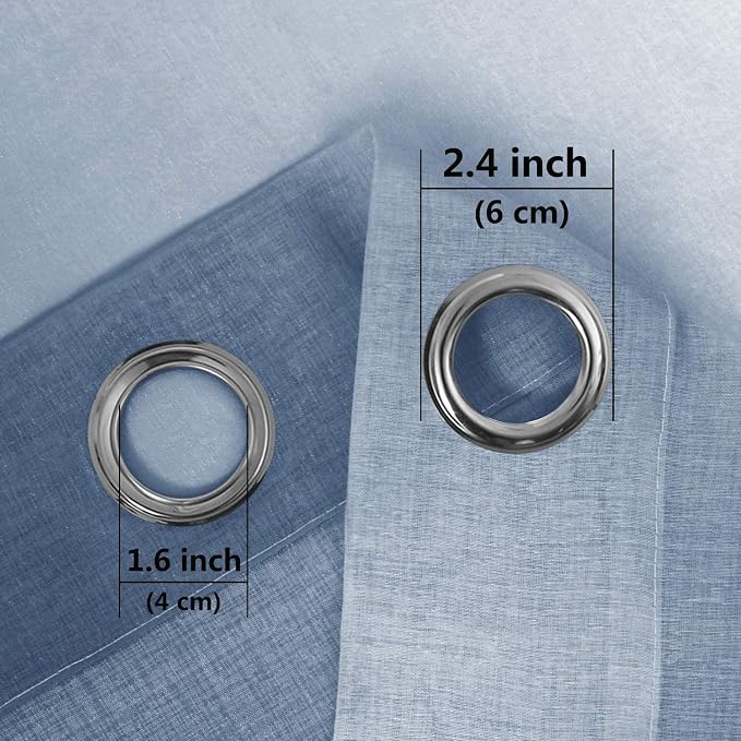 DWCN Blue Ombre Faux Linen Sheer Curtains - Image 3