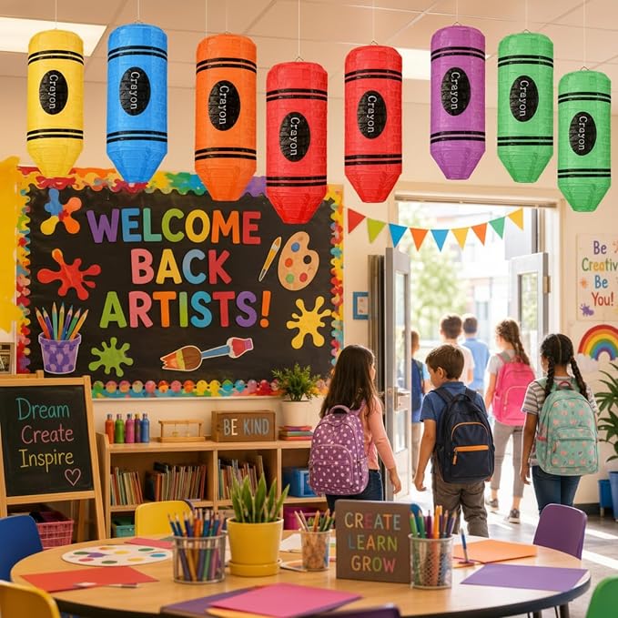 Retisee 12 Pcs Crayon Classroom Decor Colorful Paper Lanterns | Back to School - Image 7