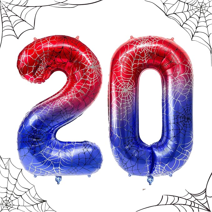 40 Inch Spider Theme Number Foil Balloons, Large Number 20 Balloons by TNCDJKPA