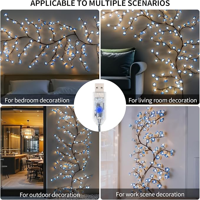 4FT 48LED Blue Cherry Blossom Tree Branch Lights - Image 6