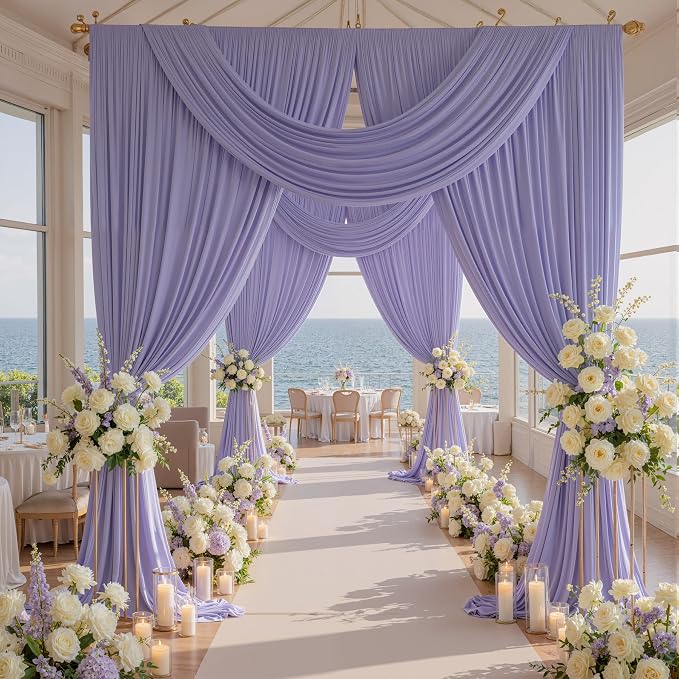 30ft x 10ft Wrinkle Free Lavender Backdrop Curtains - Image 7