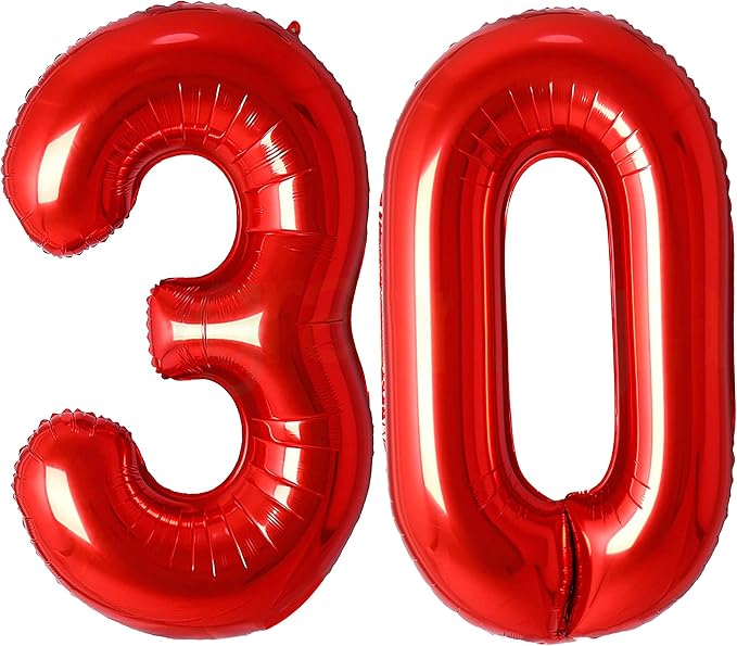 Jonhamwelbor Red 30 Number Balloons Big Giant Foil Balloon by Jonhamwelbor