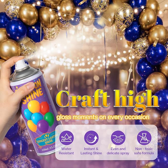 Balloon Shine Spray for Party : 15 oz Balloons Spray Silicone for Father's - Image 3