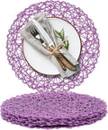 AHHFSMEI Paper Braided Round Placemats Set of 6 Natural Non-Slip Heat Resistant by AHHFSMEI