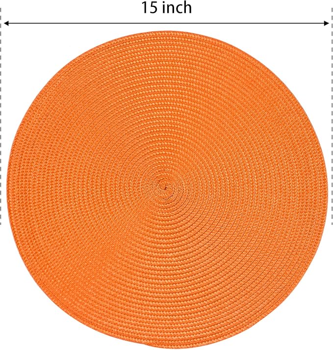 FunWheat Round Braided Placemats Set of 8 Place Mats - Image 2