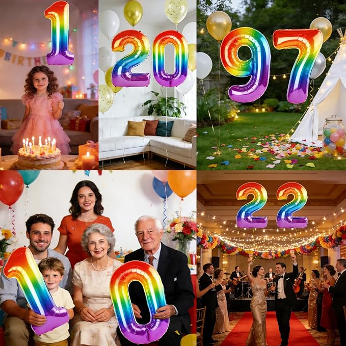40 Inch Number 97 Balloons for 97th Birthday Party Decorations, 0-100 Rainbow - Image 7