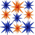 9Pcs Navy Blue and Orange Star Balloons, Large Explosion Foil Balloons by Dagelar