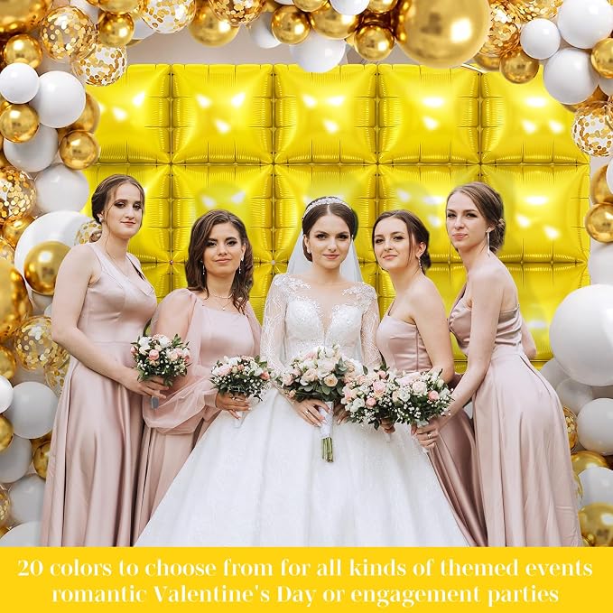 Gold Square Foil Balloons 25 Pcs Metallic Gold Balloons Wall Backdrop - Image 4