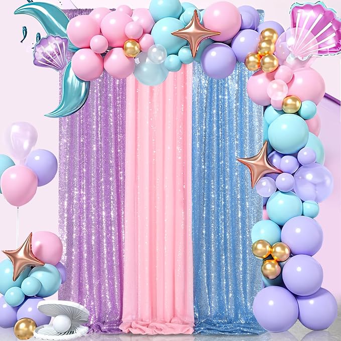 Glitter Pink Sequin Backdrop for Birthday Party Decorations 6x8FT Curtain | - Image 4