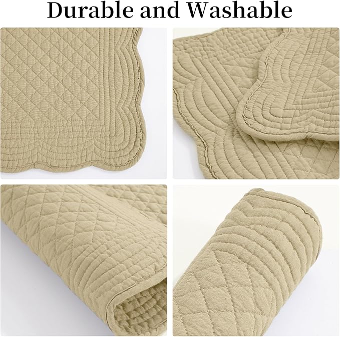 HOMBYS Quilted Placemats Set of 6 Washable-13x18 inches Rectangular Placemats - Image 7