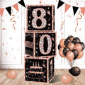 Eiurteao 3pcs Rose Gold 80th Birthday Decorations Boxes by Eiurteao