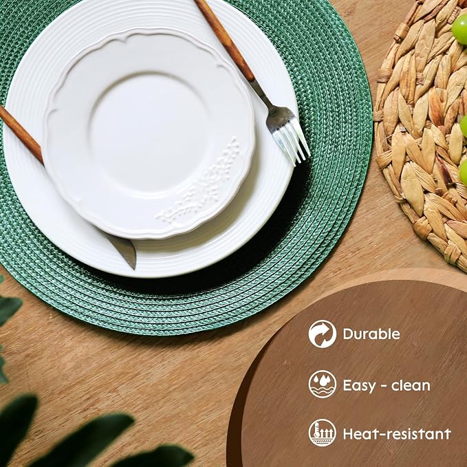 FunWheat Round Braided Placemats Set of 8 Table Mats - Image 3