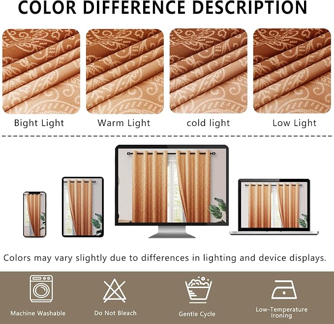 DWCN Burnt Orange Blackout Curtains - Image 7