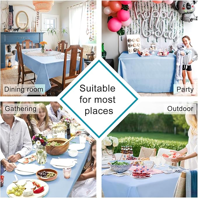 Hiasan Dusty Blue Rectangle Tablecloth - Waterproof Spillproof and Wrinkle Resistant Washable Polyester Table Cloth for Dining Party, 52 x 70 inch