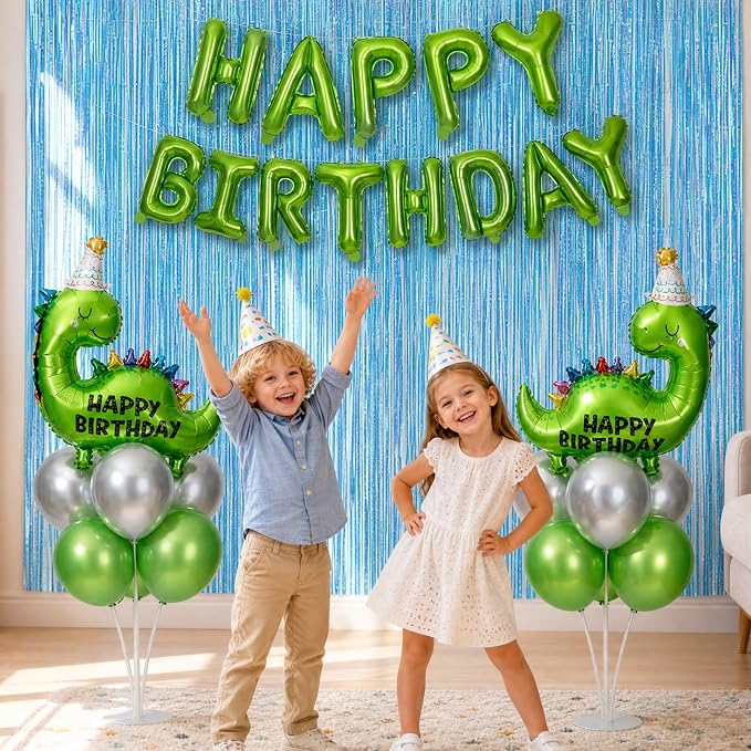 Cute Green Dinosaur Birthday Party Decorations, Dino Theme Party Balloon Kit - Image 5