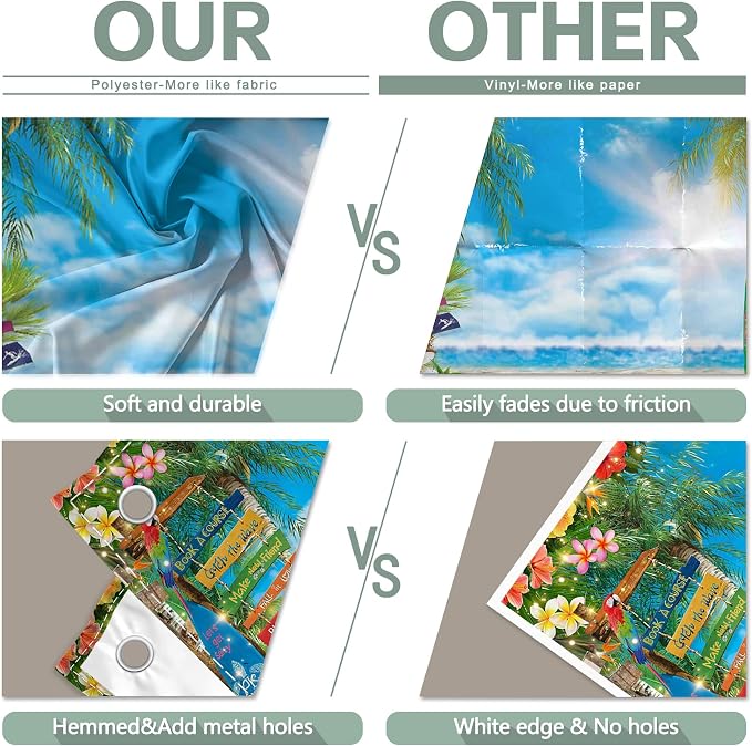 12x8ft Summer Hawaiian Beach Photography Tropical Luau Backdrop | Flower Palm - Image 6