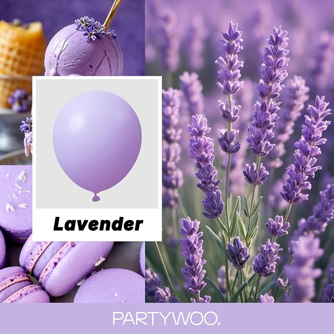 PartyWoo Lavender Balloons 140pcs Light Pastel Purple Lilac Color | 18 12 10 5 - Image 2