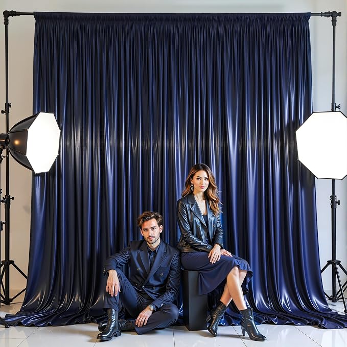 40x10ft Navy Blue Glitter Backdrop Curtain - Image 7