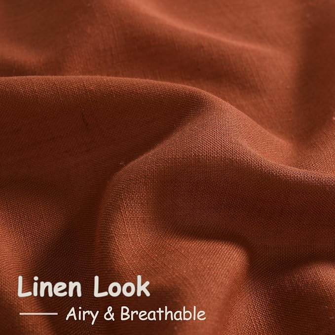 2 Panels Terracotta Linen Curtains 108 inches Long - Image 6