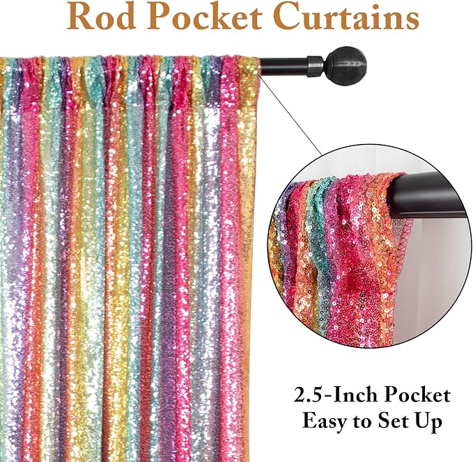ShinyBeauty 7FTx7FT Glitter Rainbow Backdrop - Image 3
