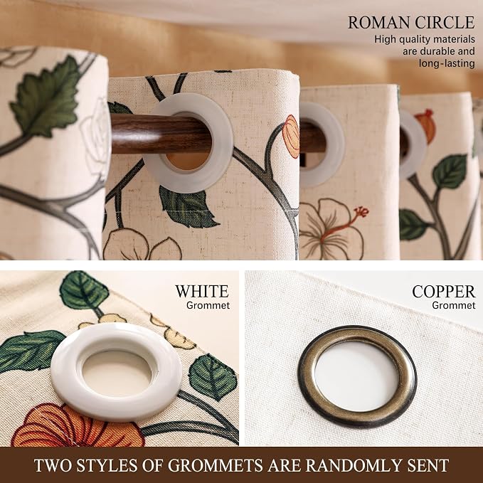 Designer Elegant Linen Printed Curtains, 2 Panels, Floral Pattern Draps - Image 6